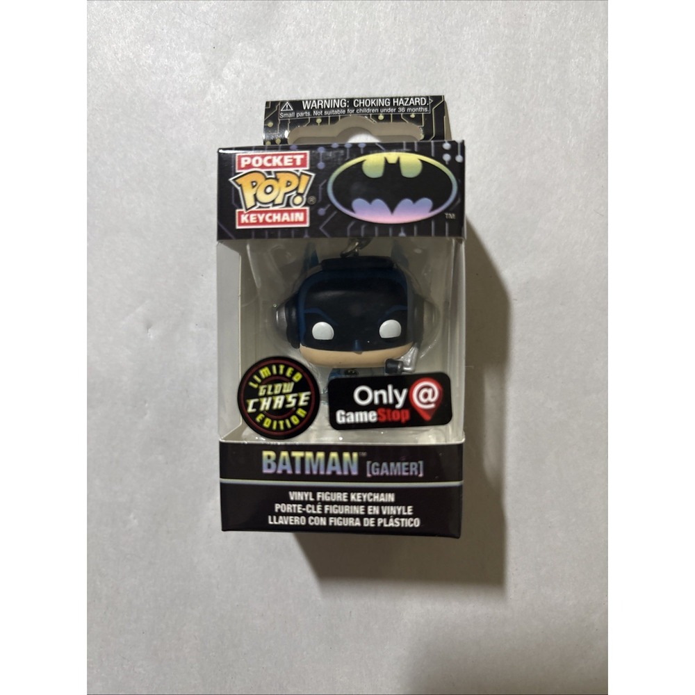Batman Funko Pop Pocket Keychain Gamer GameStop Exclusive Limited Glow Chase Ed.